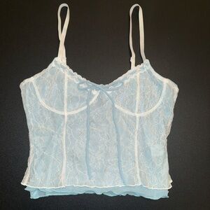 Light Blue Lace hollister top